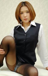 Emi Orihara Asian has stockings ripped and rides joystick a lot